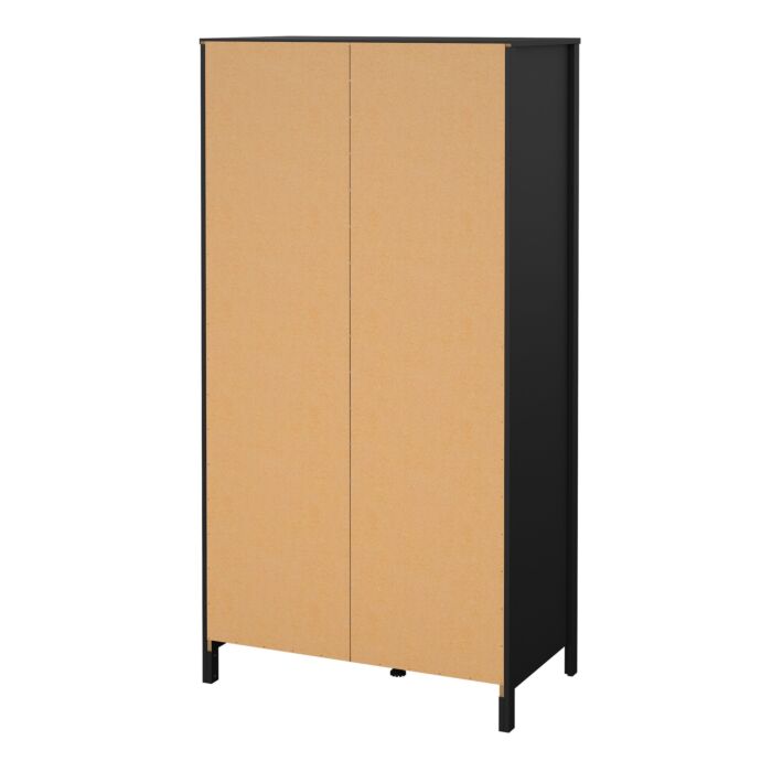 Barcelona Wardrobe With 1 Door + 1 Mirror Door + 2 Drawers Matt Black
