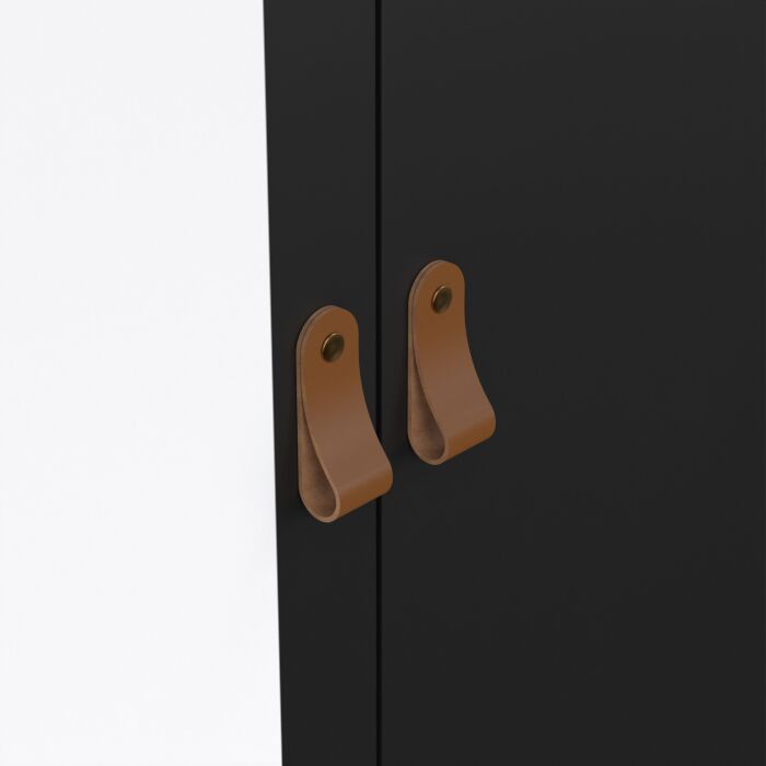 Barcelona Wardrobe With 1 Door + 1 Mirror Door + 2 Drawers Matt Black