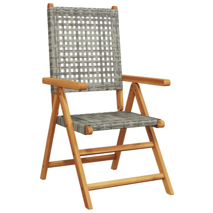Vidaxl Reclining Garden Chairs 6 Pcs Grey Poly Rattan And Solid Wood