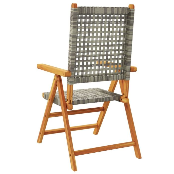 Vidaxl Reclining Garden Chairs 6 Pcs Grey Poly Rattan And Solid Wood