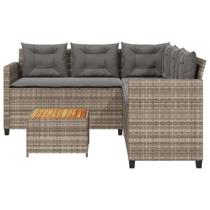 Vidaxl Garden Sofa With Table And Cushions L-shaped Grey Poly Rattan