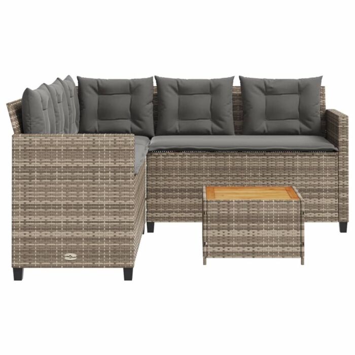Vidaxl Garden Sofa With Table And Cushions L-shaped Grey Poly Rattan