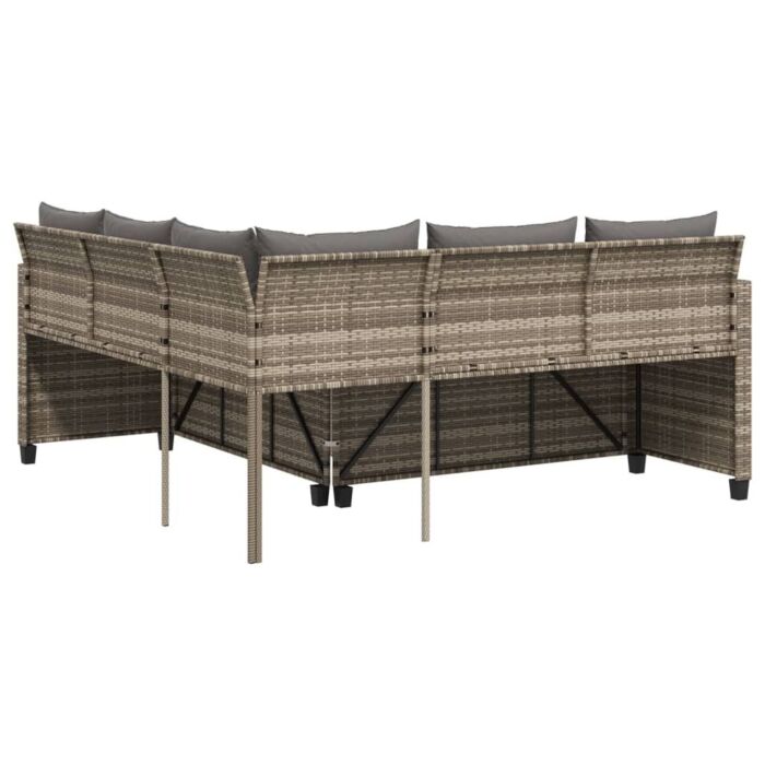Vidaxl Garden Sofa With Table And Cushions L-shaped Grey Poly Rattan