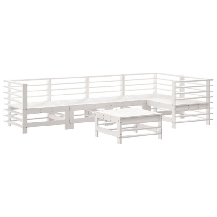 Vidaxl 6 Piece Garden Lounge Set White Solid Wood Pine