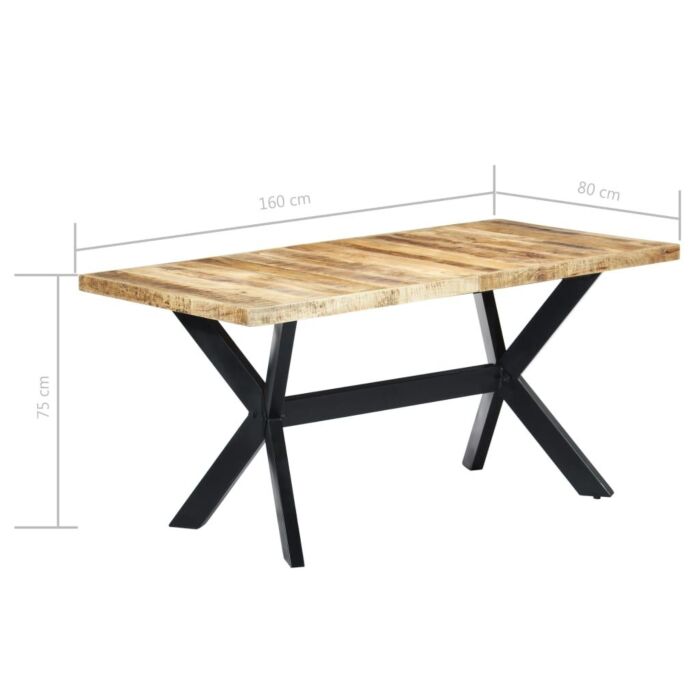 Vidaxl Dining Table 160x80x75 Cm Solid Rough Mango Wood