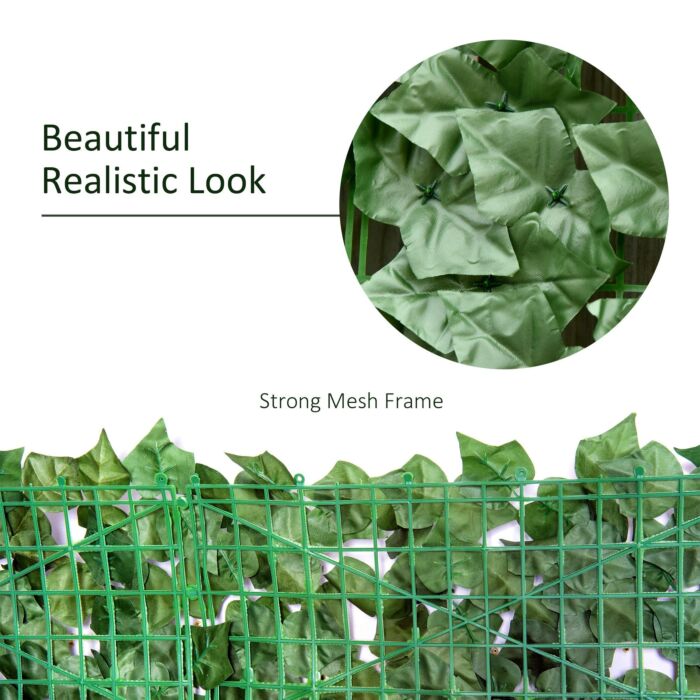 Outsunny 2-piece Artificial Leaf Hedge Screen Privacy Fence Panel For Garden Outdoor Indoor Decor, Dark Green, 3m X 1m
