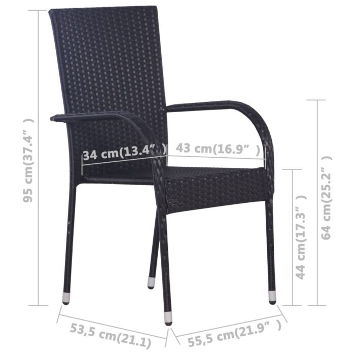 Vidaxl 5 Piece Garden Dining Set Black