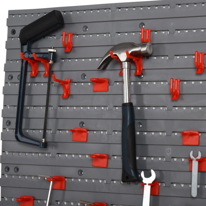 Durhand 54 Pcs On-wall Tool Organizer Wall Equipment Holding Pegboard Home Diy Garage Organiser Diy W/ 50 Pegs 2 Shelves