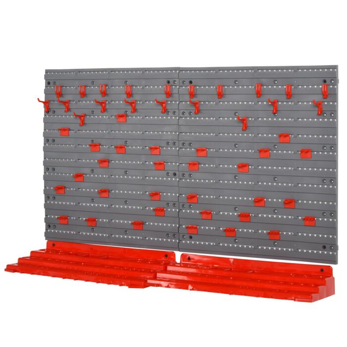 Durhand 54 Pcs On-wall Tool Organizer Wall Equipment Holding Pegboard Home Diy Garage Organiser Diy W/ 50 Pegs 2 Shelves