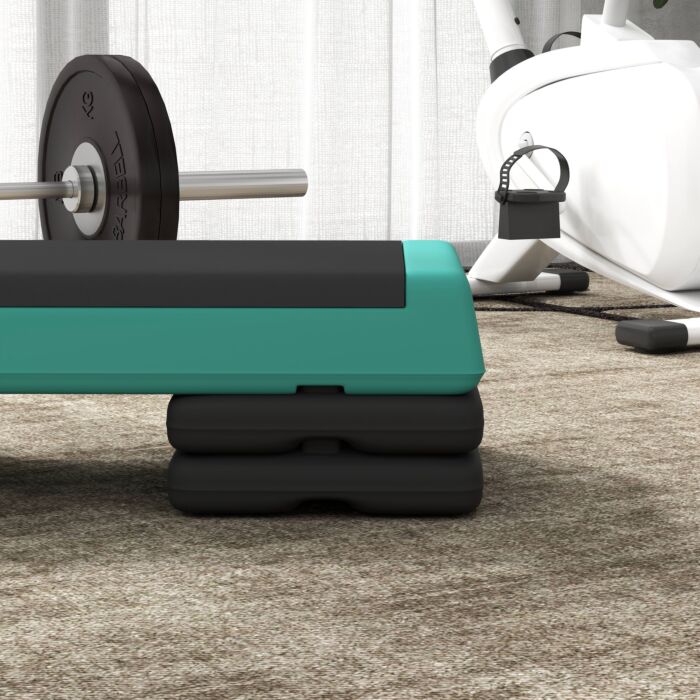 Sportnow Fitness Stepper, 3-height Adjustable Aerobic Step, Non-slip Exercise Step Board For Home Gym Office Workout, 10.5cm, 15.5cm, 20.5cm, Green