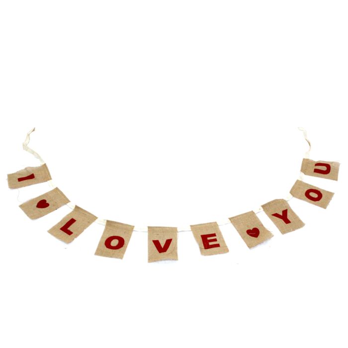 Natural Bunting I Love You (large With Hearts)