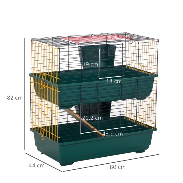 Pawhut Small Animal Cage Habitat With Accessories 3 Openable Doors 2-story Large Pet Play House For Chinchillas Puppy Guinea Pig 80 X 44 X 82 Cm