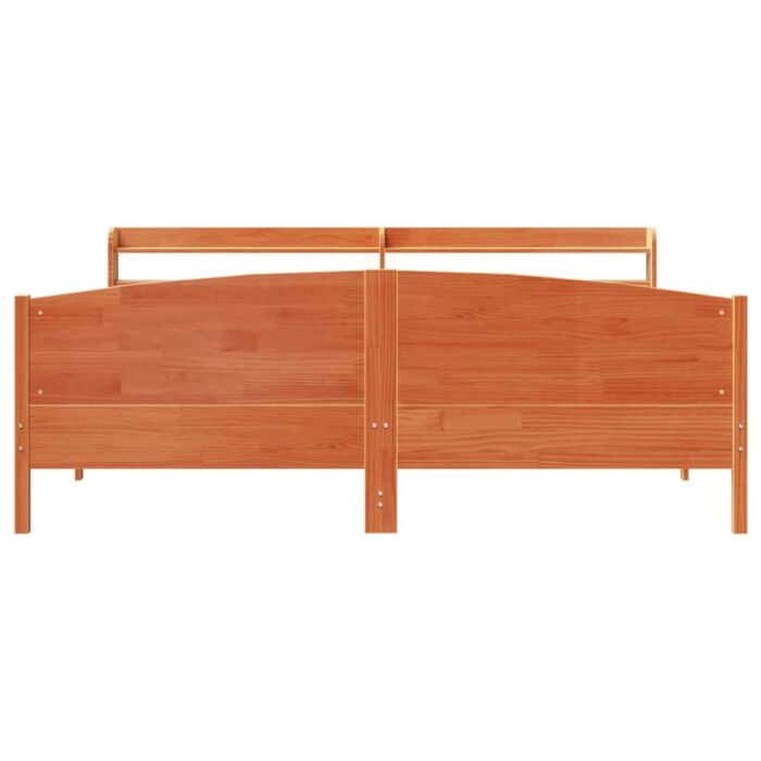 Vidaxl Bed Frame With Headboard Wax Brown 180x200 Cm Super King Solid Wood Pine