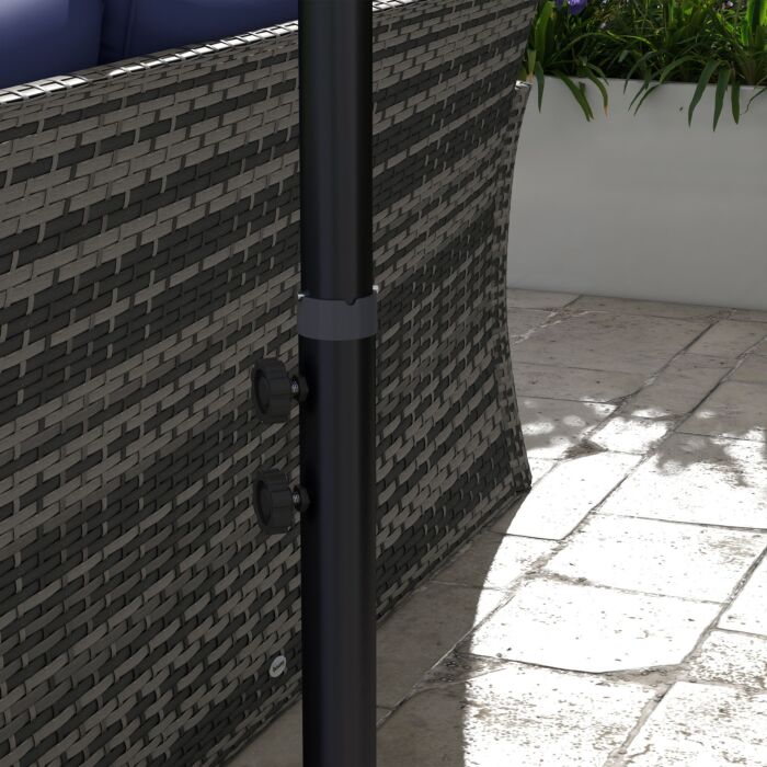Outsunny 3x2m Cantilever Parasol With Cross Base, Banana Parasol With Crank Handle And 6 Ribs, Rectangular Hanging Patio Umbrella