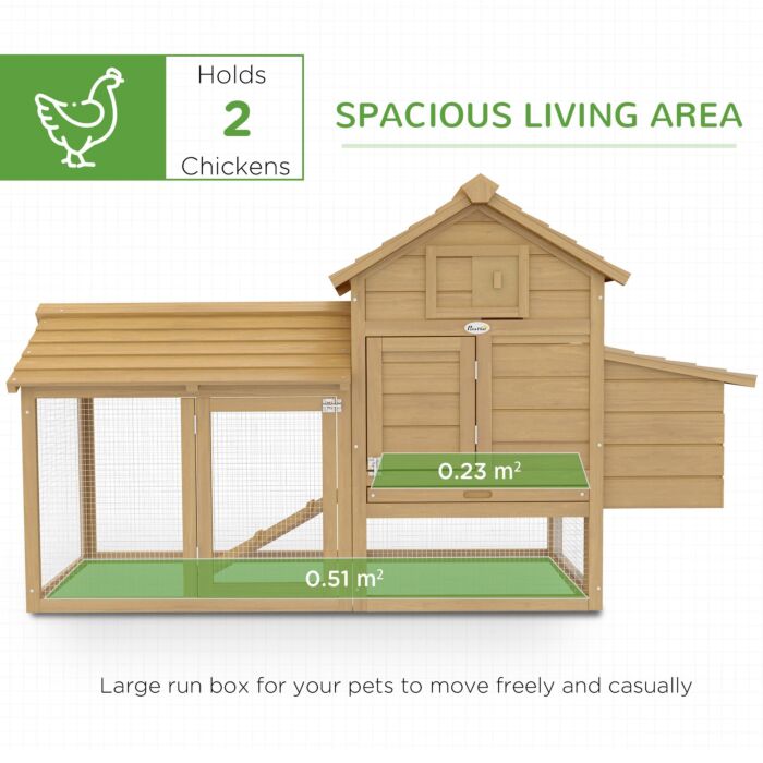 Pawhut Chicken Coop Hen Cage Small Animal Hutch Nesting Box W/outdoor Run 150.5 X 54 X 87 Cm