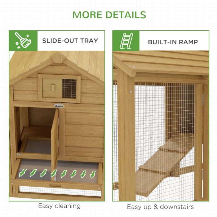 Pawhut Chicken Coop Hen Cage Small Animal Hutch Nesting Box W/outdoor Run 150.5 X 54 X 87 Cm
