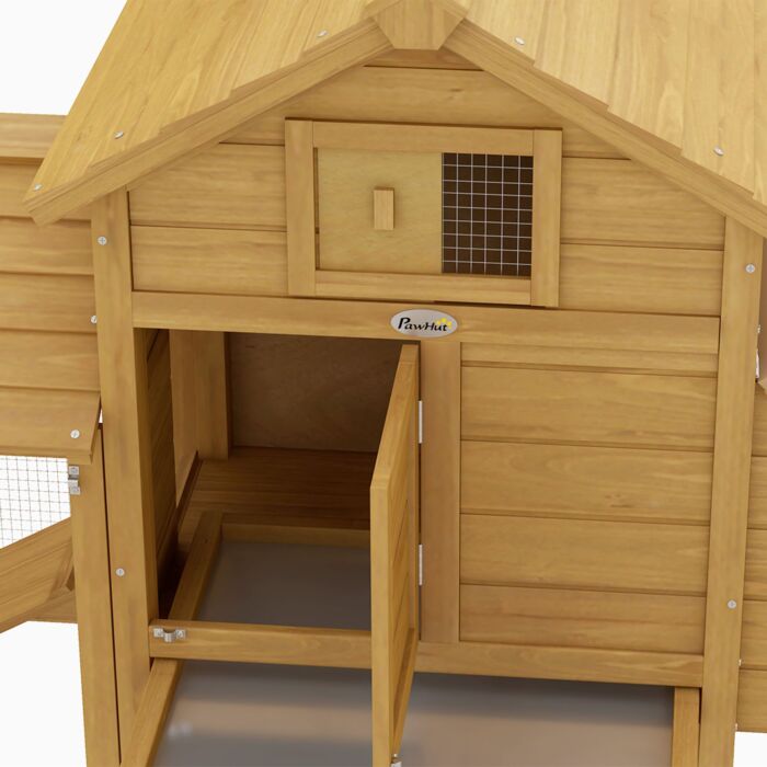 Pawhut Chicken Coop Hen Cage Small Animal Hutch Nesting Box W/outdoor Run 150.5 X 54 X 87 Cm