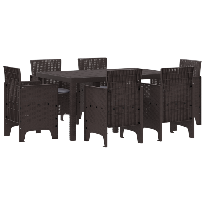 Vidaxl 7 Piece Garden Dining Set With Cushions Brown Poly Rattan