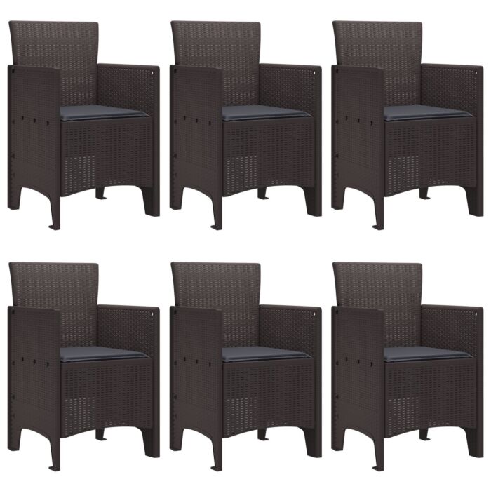 Vidaxl 7 Piece Garden Dining Set With Cushions Brown Poly Rattan