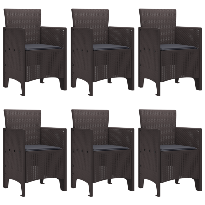 Vidaxl 7 Piece Garden Dining Set With Cushions Brown Poly Rattan