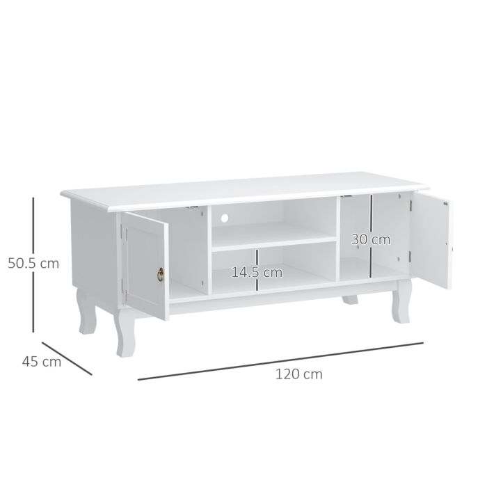 Homcom Tv Stand Unit Corner Table, Mdf-ivory White