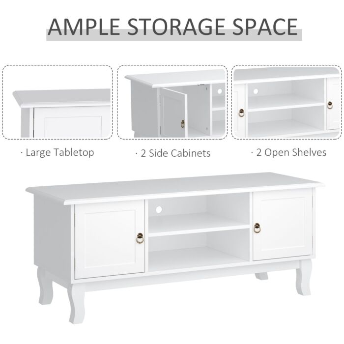 Homcom Tv Stand Unit Corner Table, Mdf-ivory White