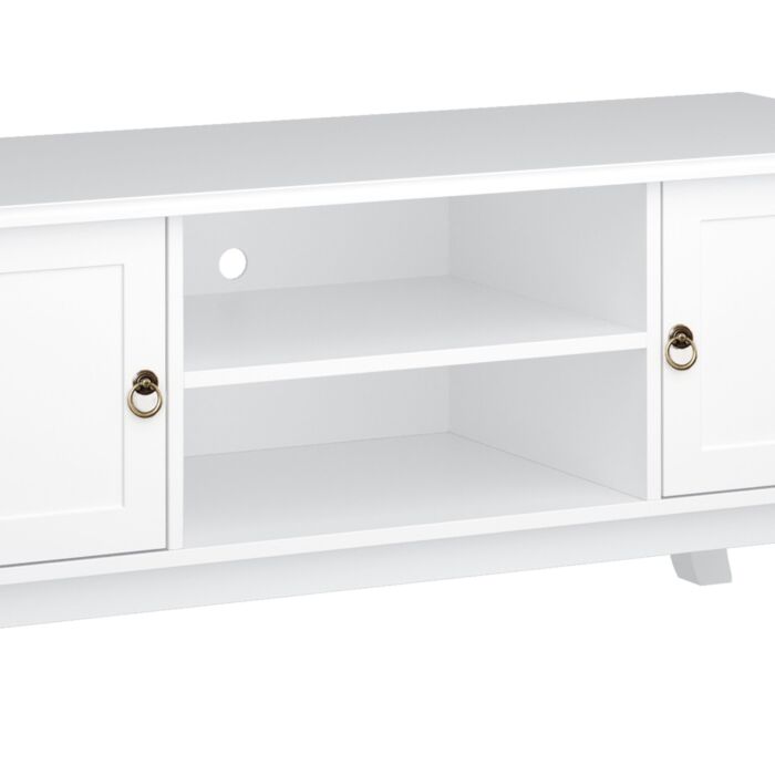 Homcom Tv Stand Unit Corner Table, Mdf-ivory White