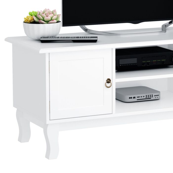 Homcom Tv Stand Unit Corner Table, Mdf-ivory White