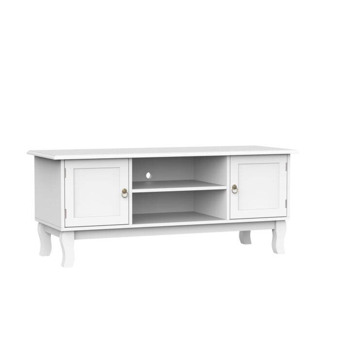 Homcom Tv Stand Unit Corner Table, Mdf-ivory White