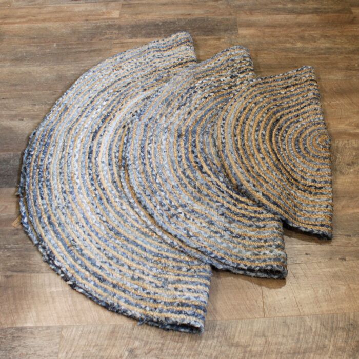 Round Jute And Recycle Denim Rug - 120 Cm