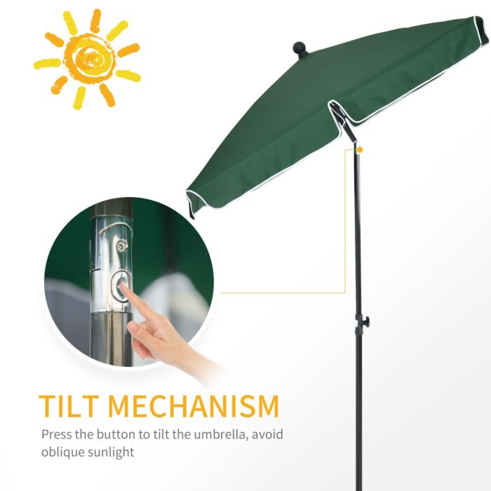 Outsunny Aluminium Sun Umbrella Parasol Patio Garden Rectangular Tilt 2m X 1.25m Green