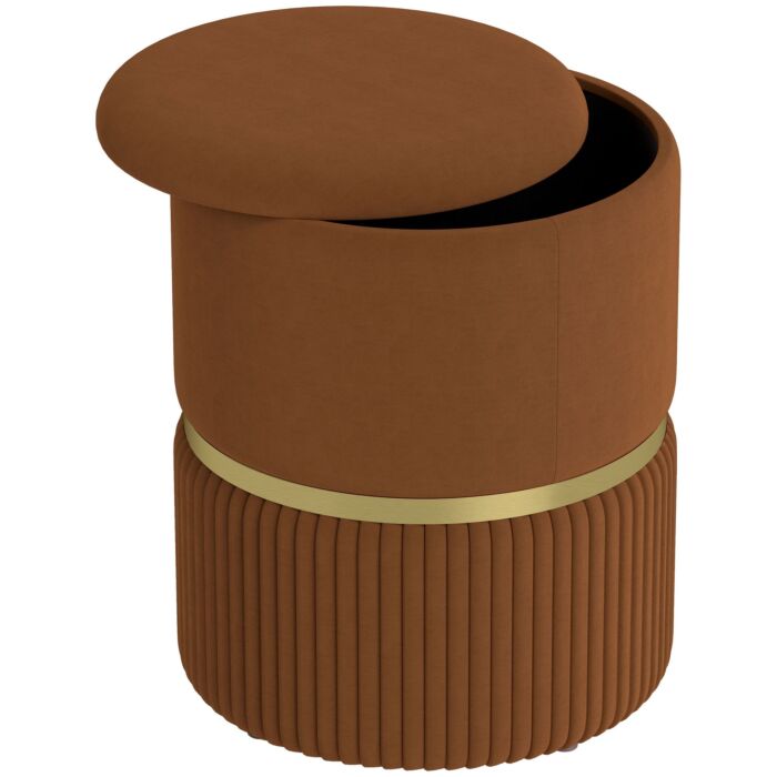 Homcom Velvet-feel Storage Ottoman - Brown