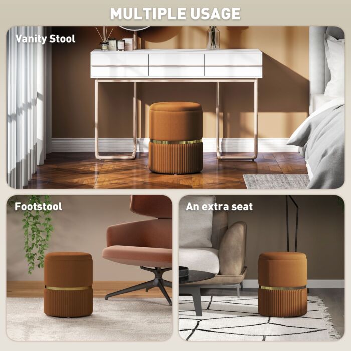 Homcom Velvet-feel Storage Ottoman - Brown