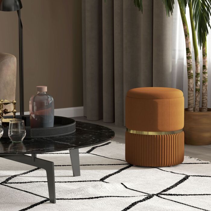 Homcom Velvet-feel Storage Ottoman - Brown