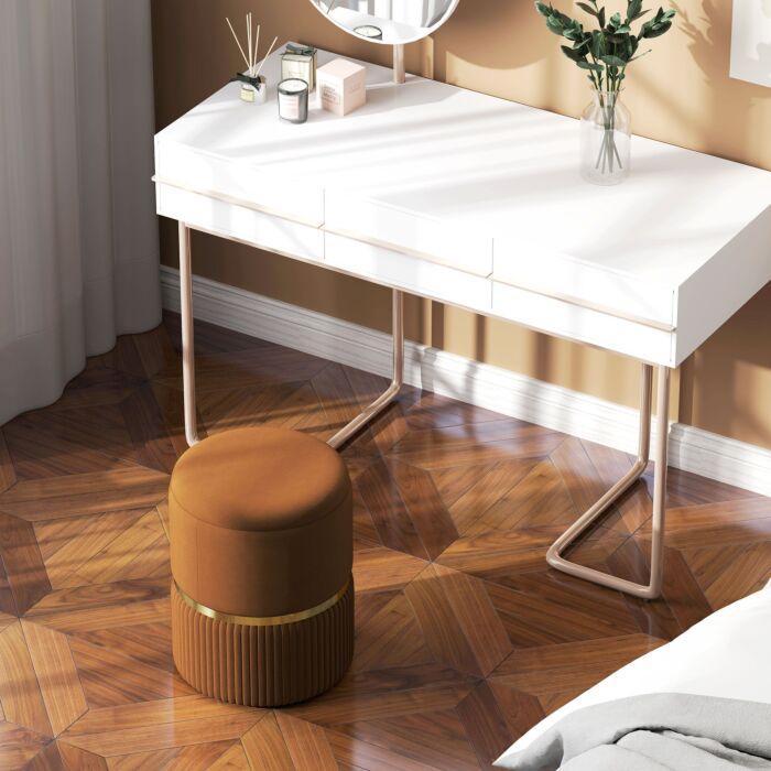 Homcom Velvet-feel Storage Ottoman - Brown