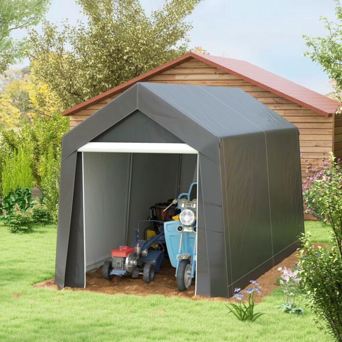 Outsunny 3.6 X 2.1m Portable Outdoor Shed, With Window - Dark Grey