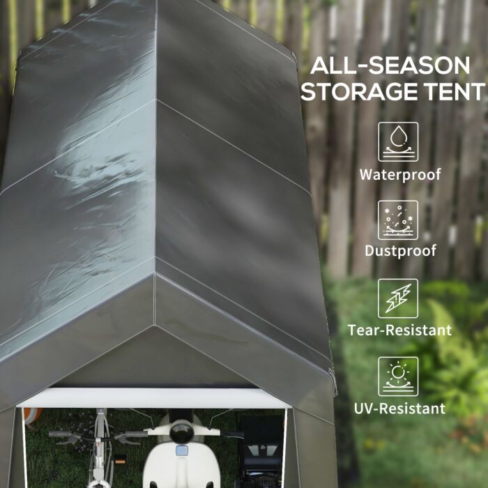 Outsunny 3.6 X 2.1m Portable Outdoor Shed, With Window - Dark Grey
