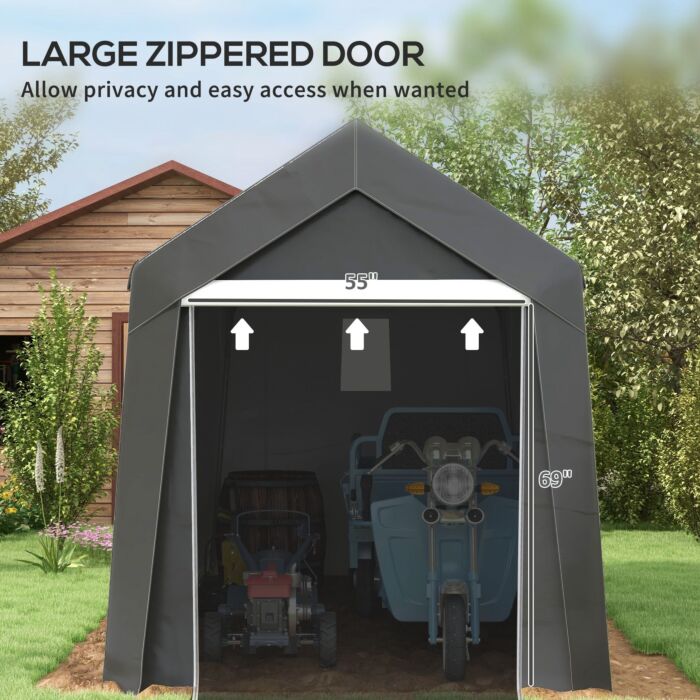 Outsunny 3.6 X 2.1m Portable Outdoor Shed, With Window - Dark Grey