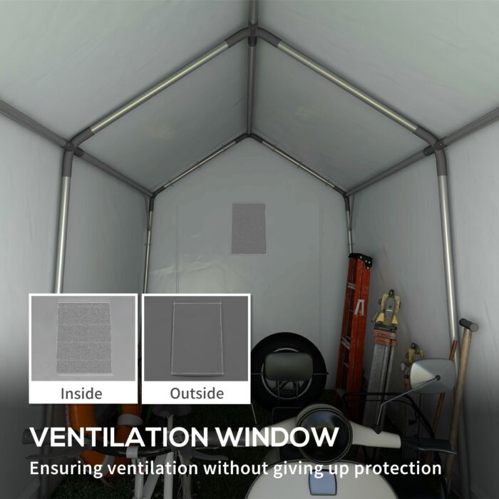 Outsunny 3.6 X 2.1m Portable Outdoor Shed, With Window - Dark Grey