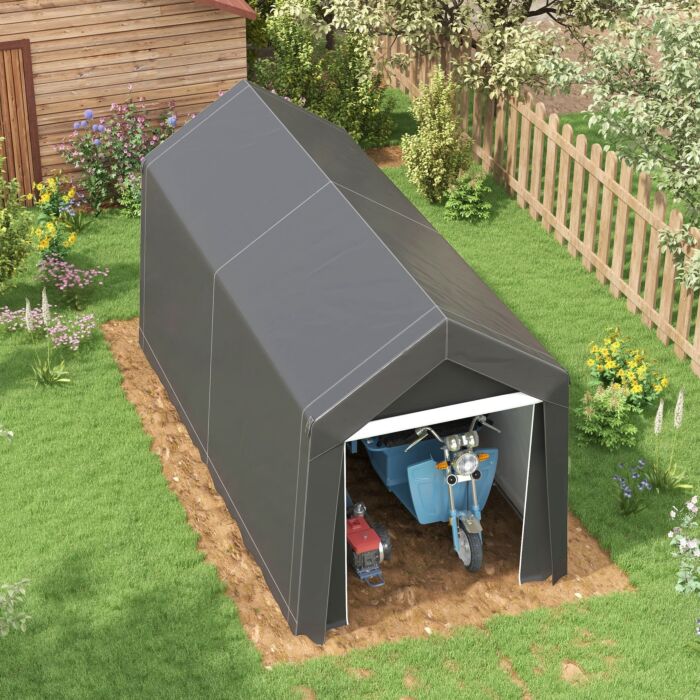 Outsunny 3.6 X 2.1m Portable Outdoor Shed, With Window - Dark Grey