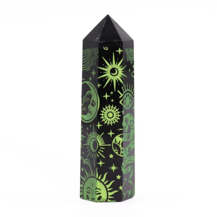 Black Obsidian Points (approx 60-70 Gm 9cm) - Mystic Story - Forest Green