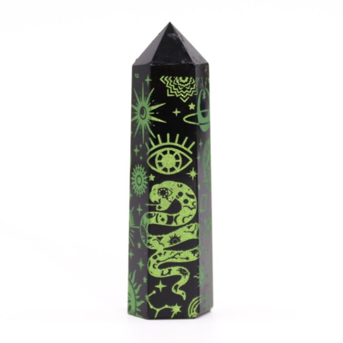 Black Obsidian Points (approx 60-70 Gm 9cm) - Mystic Story - Forest Green