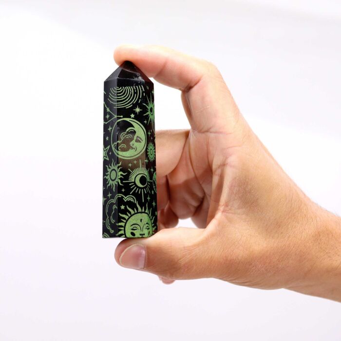 Black Obsidian Points (approx 60-70 Gm 9cm) - Mystic Story - Forest Green