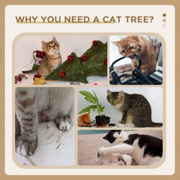 Pawhut Sisal 100cm Cat Tree Tower With Sisal Scratching Post Grey