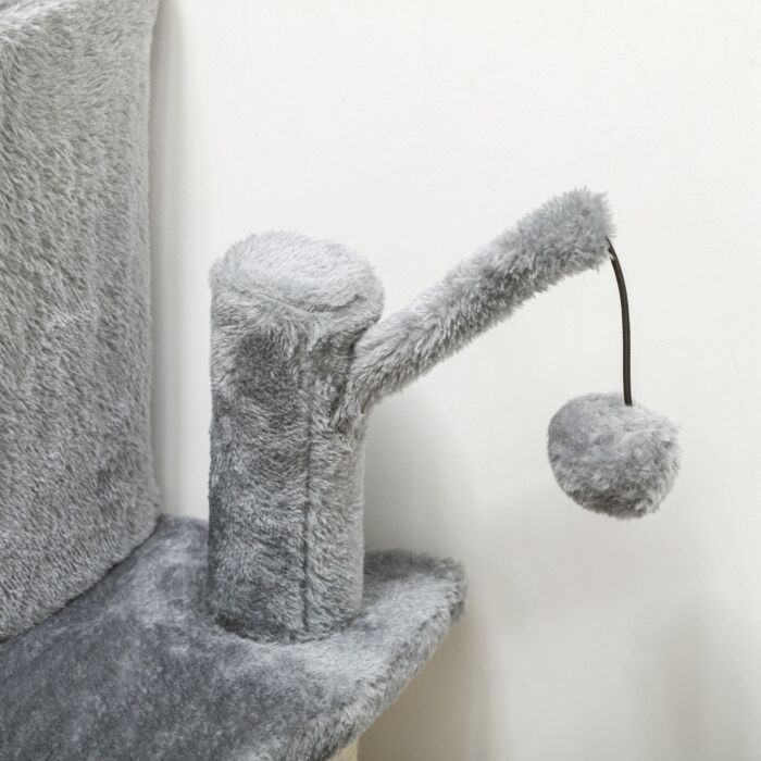 Pawhut Sisal 100cm Cat Tree Tower With Sisal Scratching Post Grey