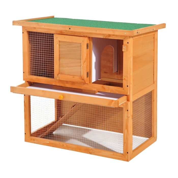 Pawhut Wooden 90cm 2 Tiers Rabbit Hutch