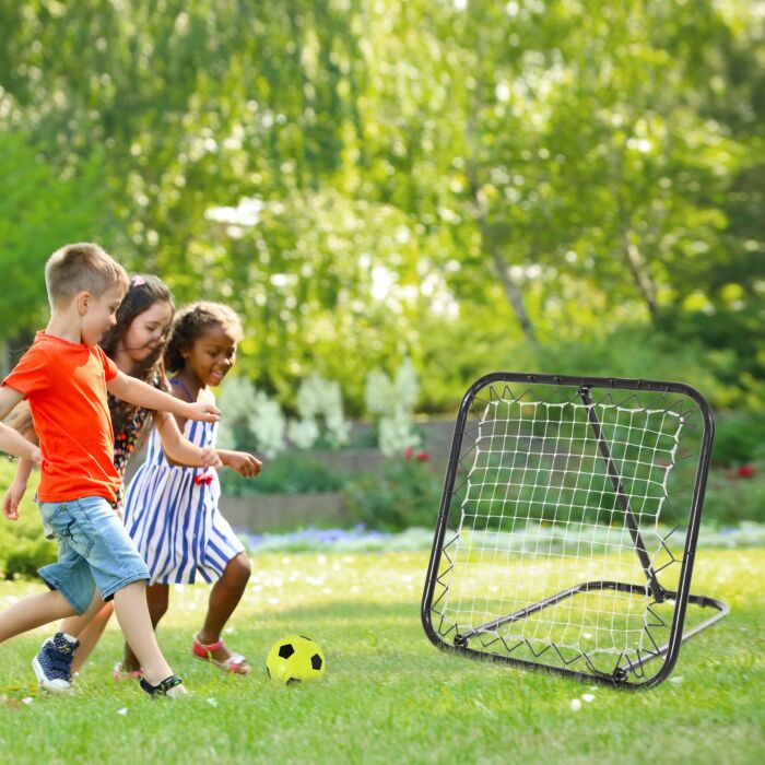 Homcom Angle Adjustable Rebounder Net Goal Training Set Football, Baseball, Basketball Daily Training, Black