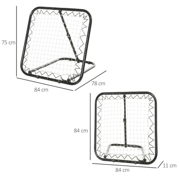 Homcom Angle Adjustable Rebounder Net Goal Training Set Football, Baseball, Basketball Daily Training, Black