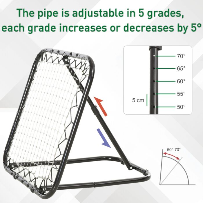 Homcom Angle Adjustable Rebounder Net Goal Training Set Football, Baseball, Basketball Daily Training, Black