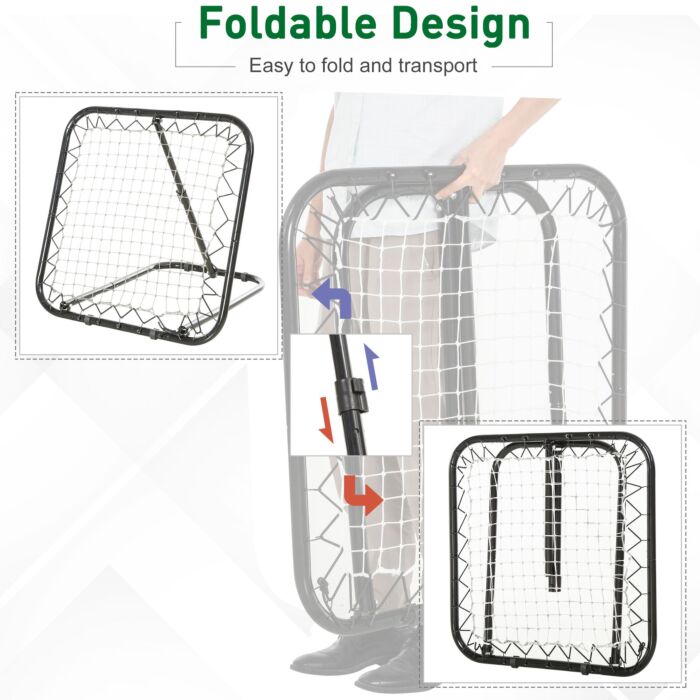 Homcom Angle Adjustable Rebounder Net Goal Training Set Football, Baseball, Basketball Daily Training, Black